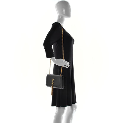 Saint Laurent Grain De Poudre Small Classic Monogram Kate Tassel Satchel Dark Smog 2 of 10