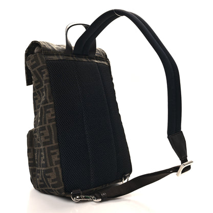 Fendi Recycled Fabric Jacquard Vitello Astro FF 1974 Small Fendiness Backpack Tobacco Moro Black 3 of 10