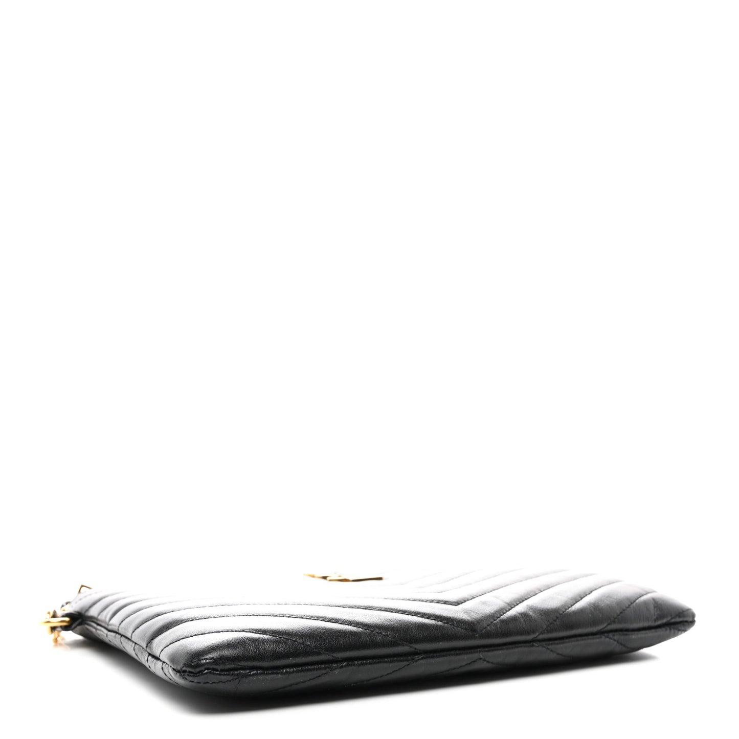 Calfskin Matelasse Chevron Monogram A5 Wristlet Black