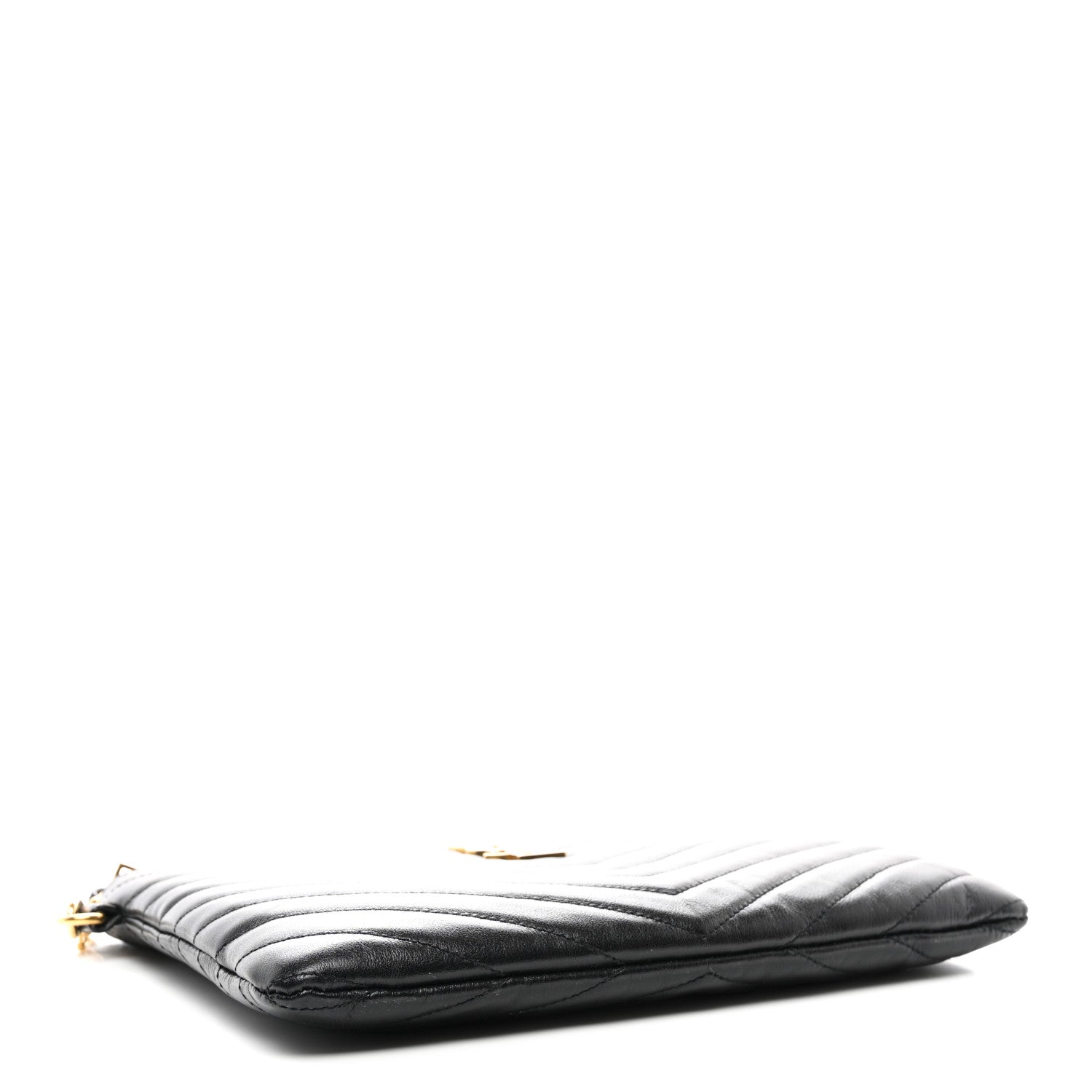 Saint Laurent Calfskin Matelasse Chevron Monogram A5 Wristlet Black 4 of 8
