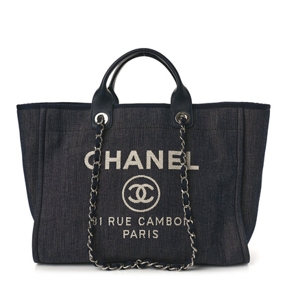 Chanel Denim Large Deauville Tote Dark Blue 1 of 10