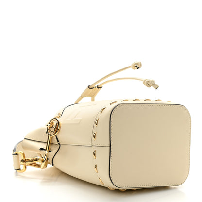Fendi Vitello King F is Fendi Logo Debossed Metal Stitch Mini Mon Tresor Bucket Bag Pergamena 4 of 10