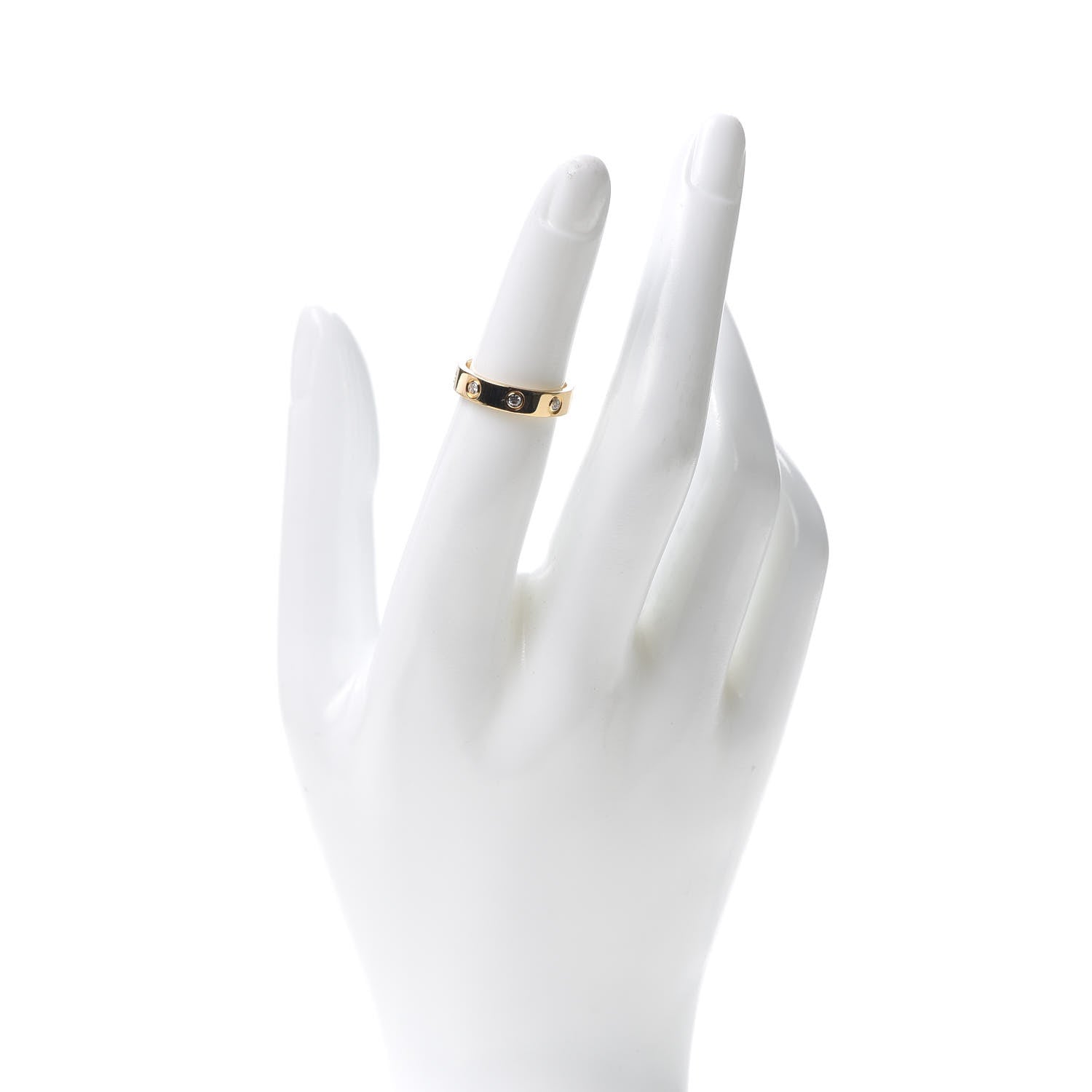 Cartier 18K Yellow Gold 8 Diamond 4mm Band LOVE Ring 48 4.5 2 of 4