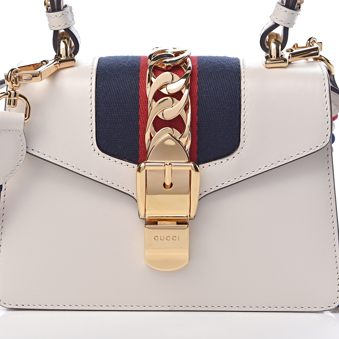 Calfskin Mini Sylvie Top Handle Bag White