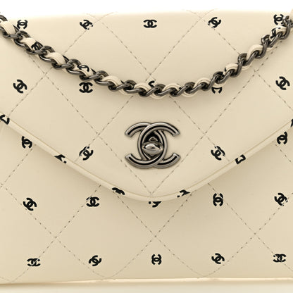 Chanel Printed Lambskin Logo CC Envelope Clutch With Chain White 8 of 10