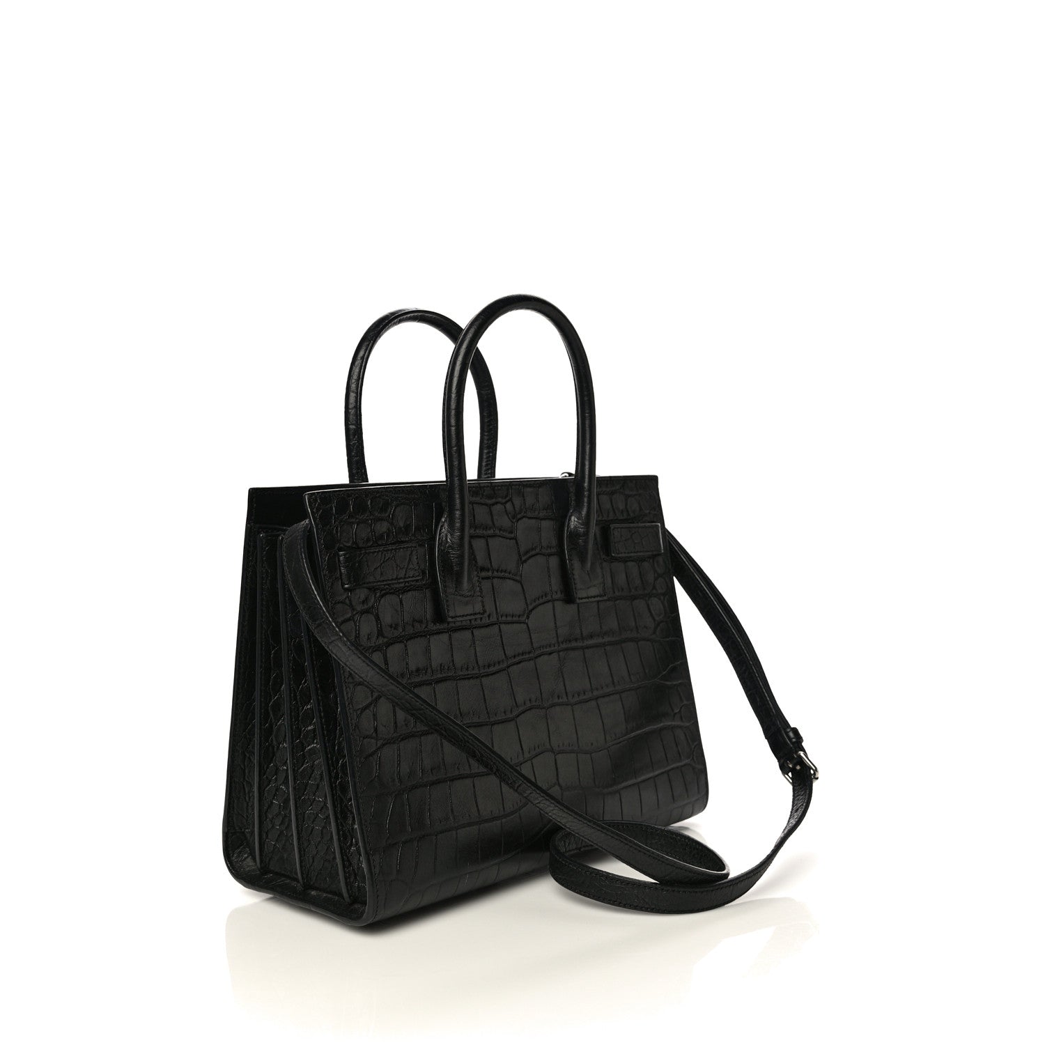 Saint Laurent Calfskin Crocodile Embossed Baby Sac De Jour Black 2 of 9