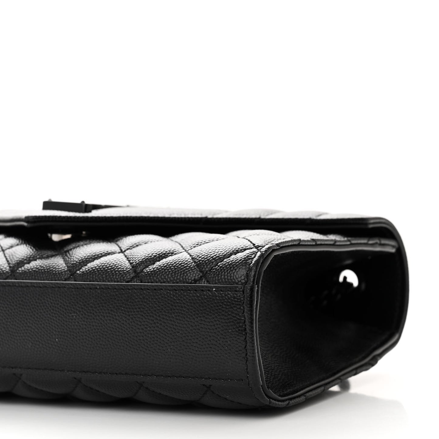 Grain De Poudre Textured Mixed Matelasse Triquilt Small Monogram Monochrome Satchel Black