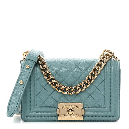 Chanel Caviar Quilted Small Boy Flap Light Blue 1 of 10
