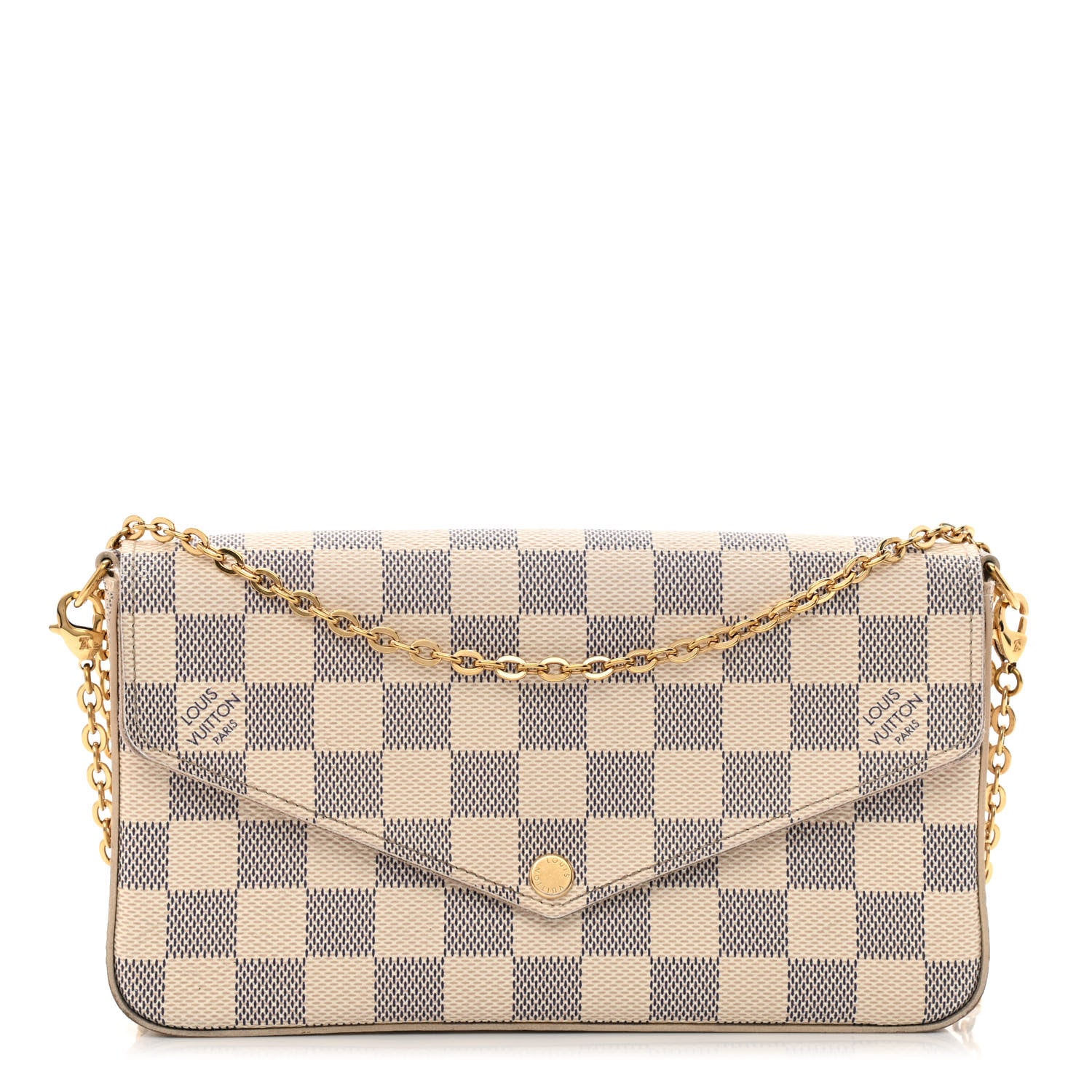Louis Vuitton Damier Azur Pochette Felicie Chain Wallet Rose Ballerine 3 of 16