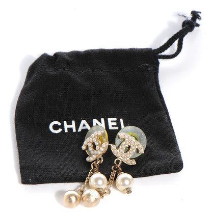 Chanel CC Pearl Tear Drop Clip On Earrings Gold 5 of 5