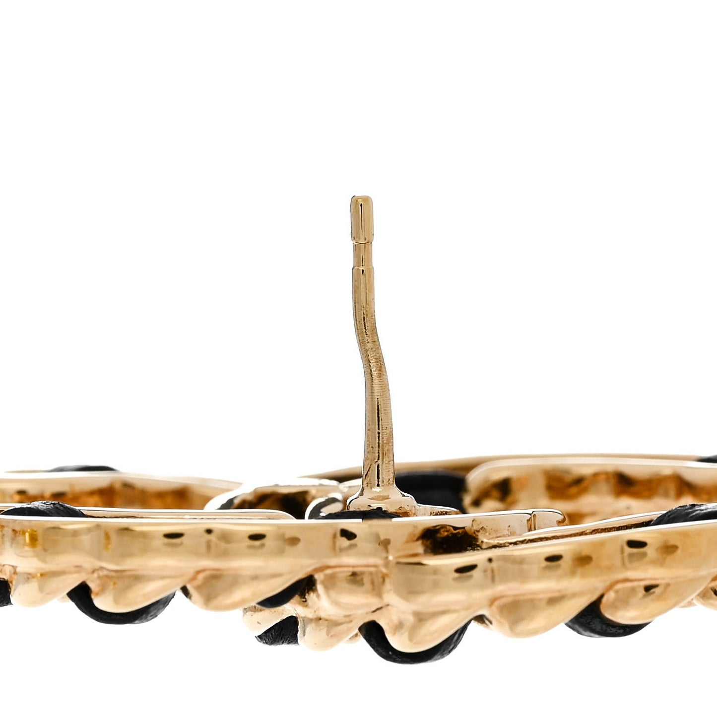 Lambskin CC Chain Earrings Black Gold