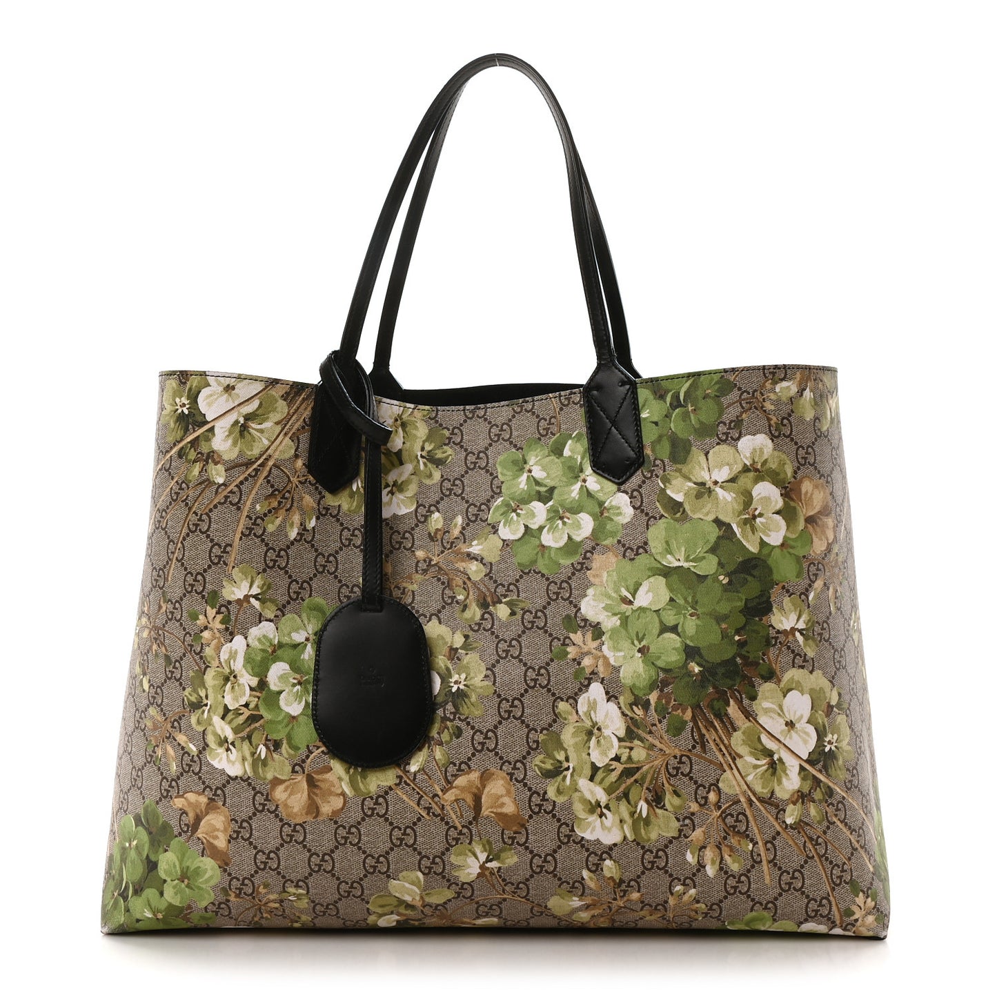 GG Supreme Monogram Blooms Large Reversible Tote Beige New Military Black
