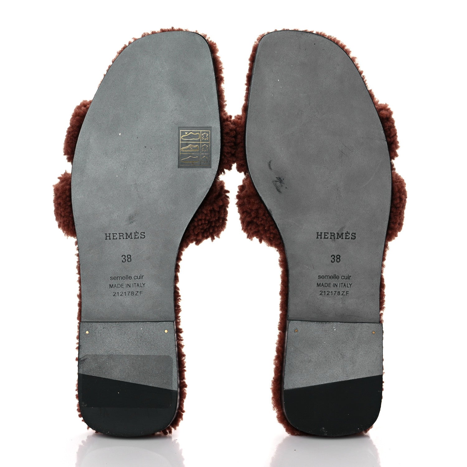 Hermes Woolskin Oran Sandals 38 Cognac 5 of 10