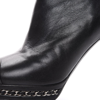 Chanel Lambskin CC Platform Cap Toe Chain Ankle Boots 38.5 Black 11 of 16