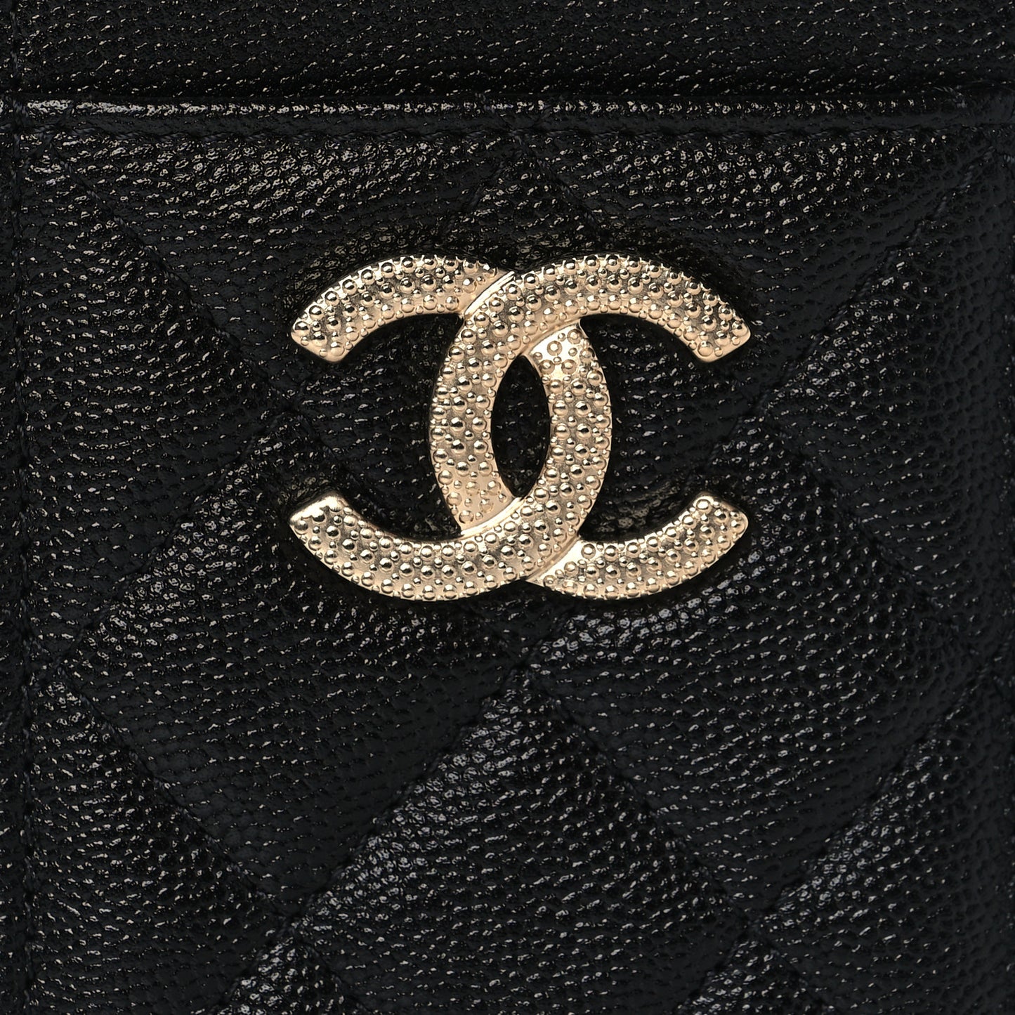 Caviar Quilted Studded CC Zip Card Holder Black