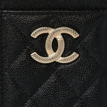 Chanel Caviar Quilted Studded CC Zip Card Holder Black 8 of 9