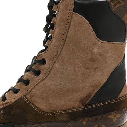 Louis Vuitton Suede Calfskin Monogram Laureate Platform Desert Boots 40 Taupe 16 of 18