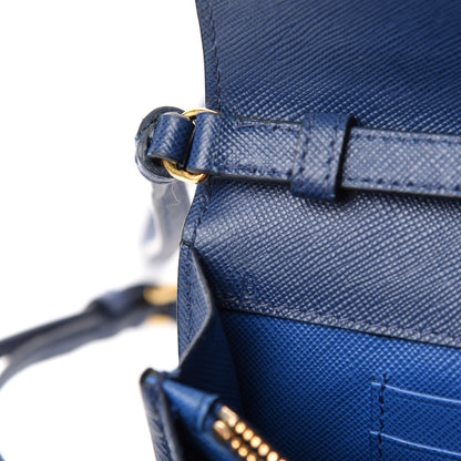 Prada Saffiano Envelope Crossbody Wallet Bluette Azzurro 7 of 8