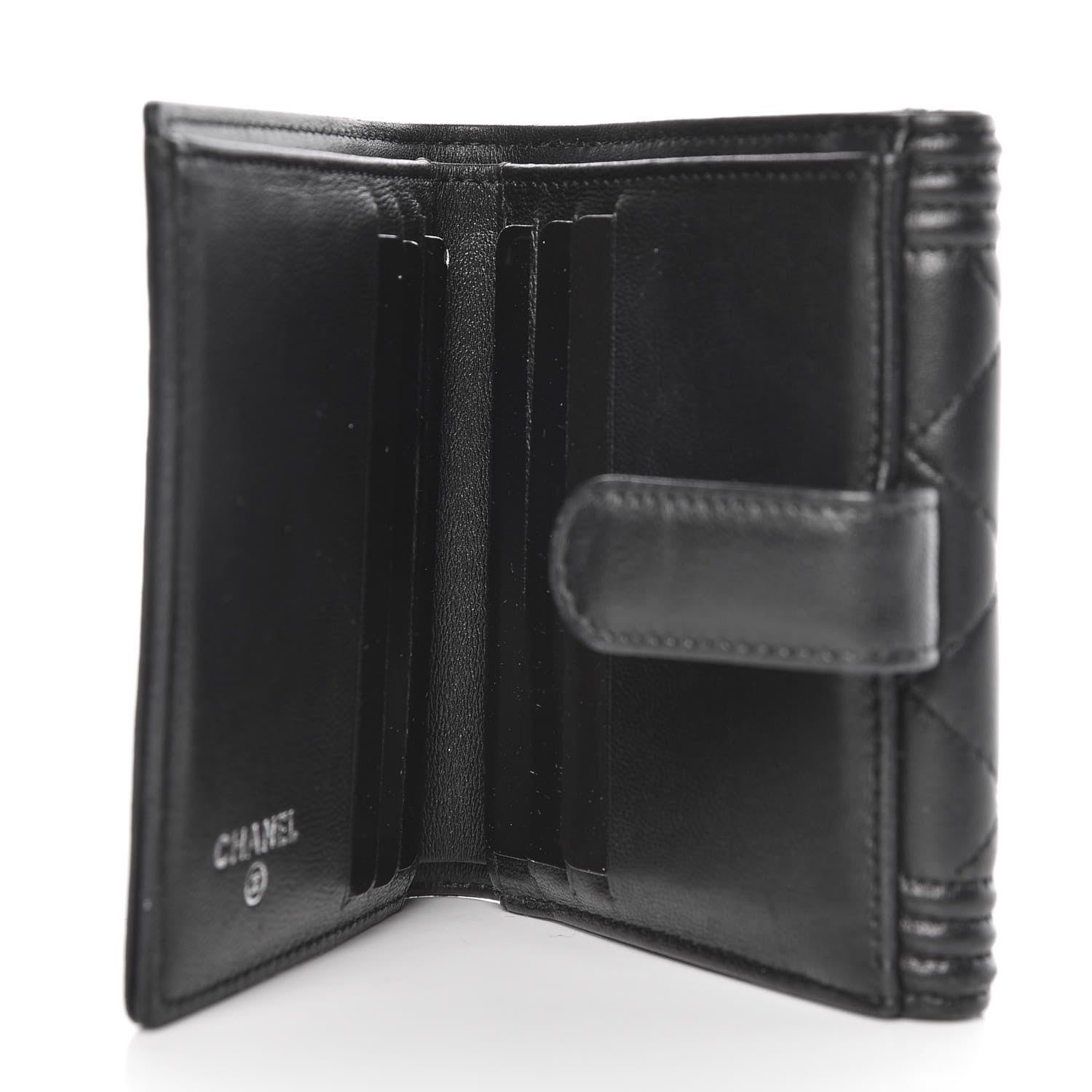 Chanel Lambskin Quilted Compact Boy Wallet Black 5 of 10