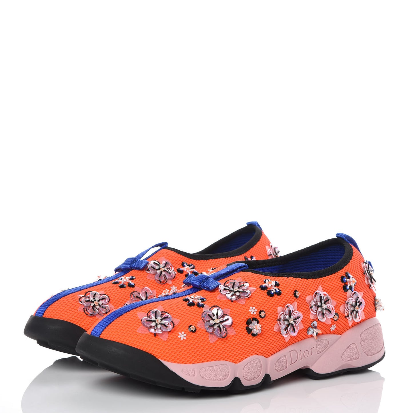 Technical Canvas Embellished Dior Fusion Sneakers 39 Orange Fluo