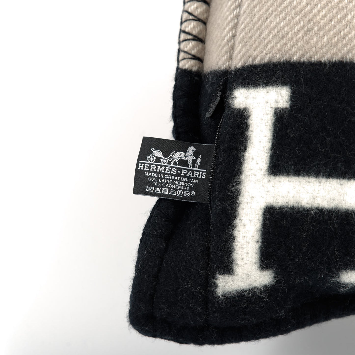 Wool Cashmere Avalon III Pillow PM Ecru Black