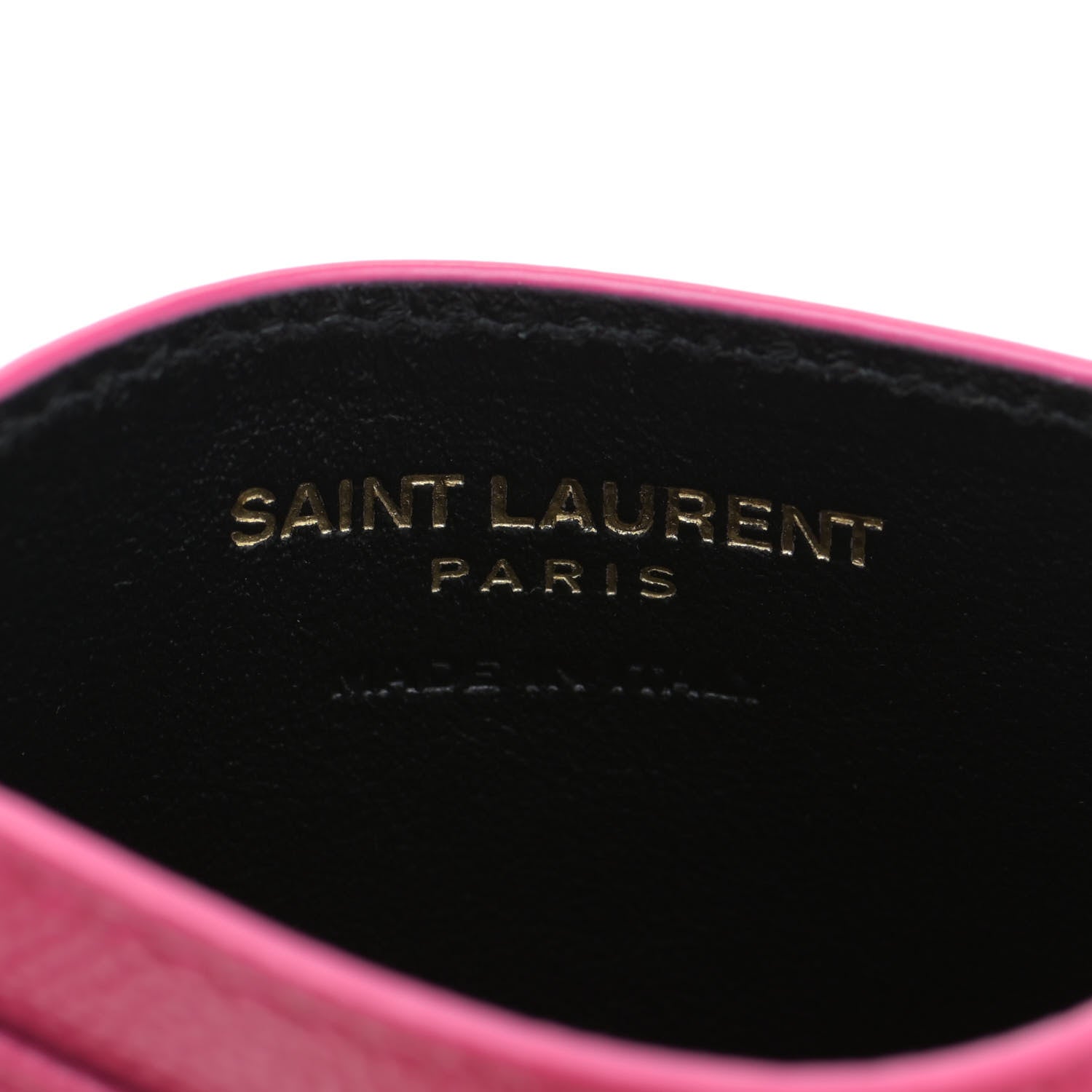 Saint Laurent Grain De Poudre Matelasse Chevron Monogram Credit Card Case Fuxia 7 of 10