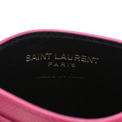 Saint Laurent Grain De Poudre Matelasse Chevron Monogram Credit Card Case Fuxia 7 of 10