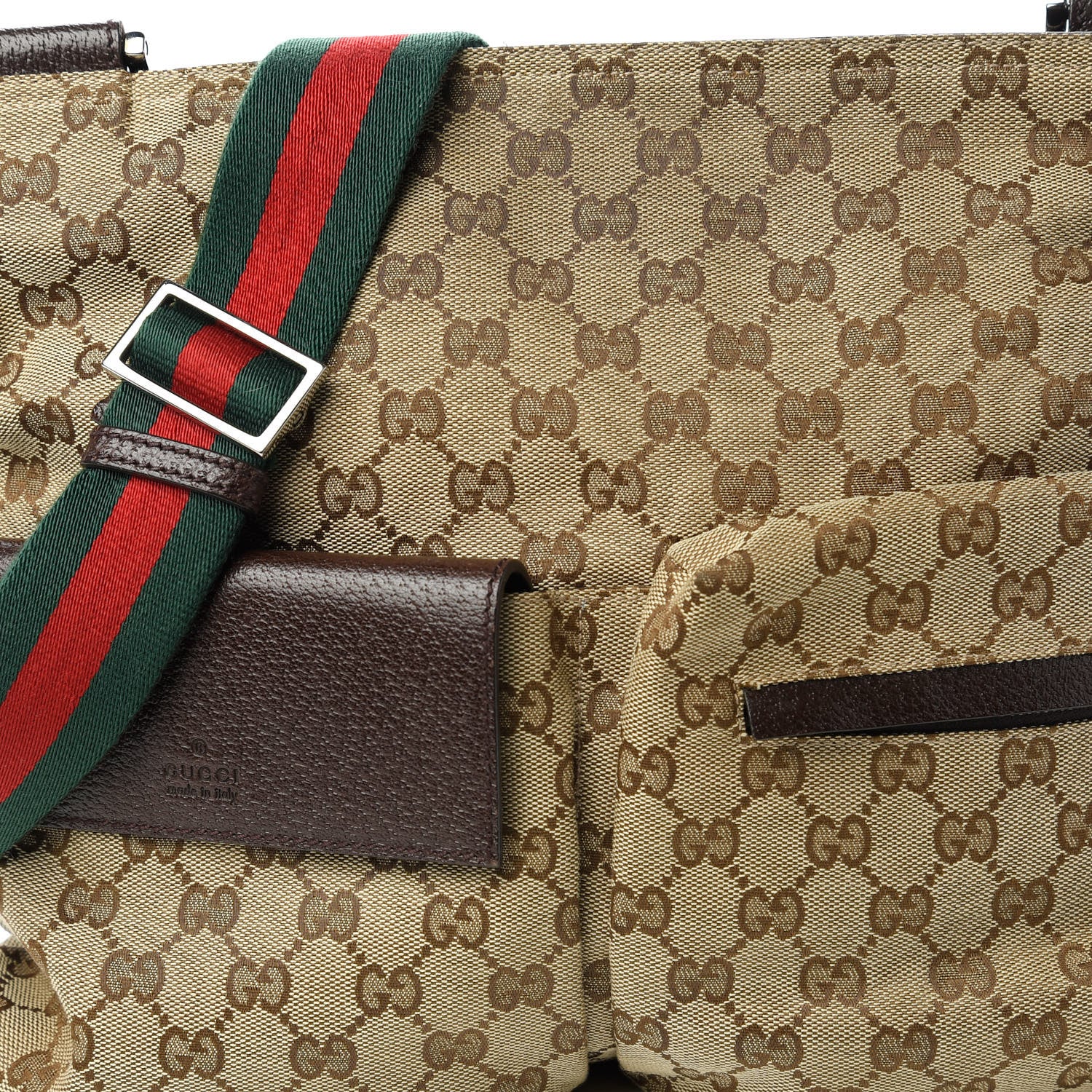 Gucci Monogram Web Medium Double Pocket Messenger Bag Dark Brown 10 of 10
