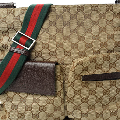 Gucci Monogram Web Medium Double Pocket Messenger Bag Dark Brown 10 of 10