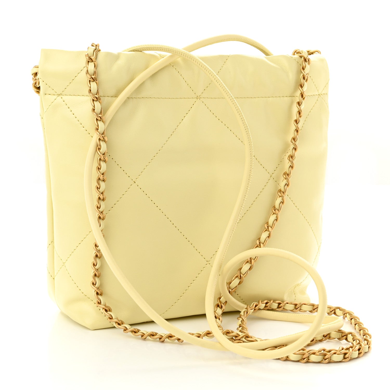 Chanel Shiny Calfskin Quilted Mini Chanel 22 Light Yellow 3 of 11