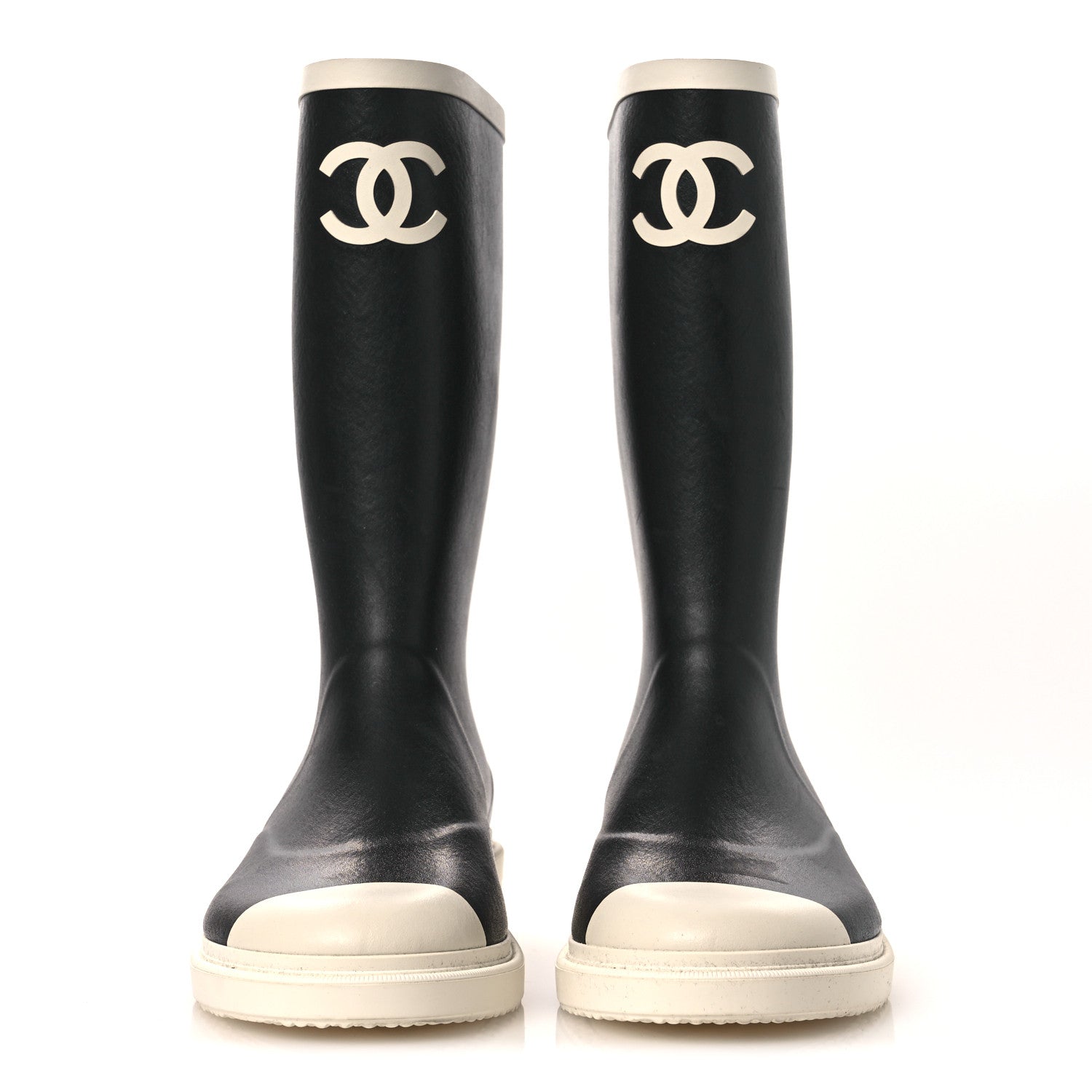Chanel Caoutchouk CC High Boots 41 Black White 3 of 12