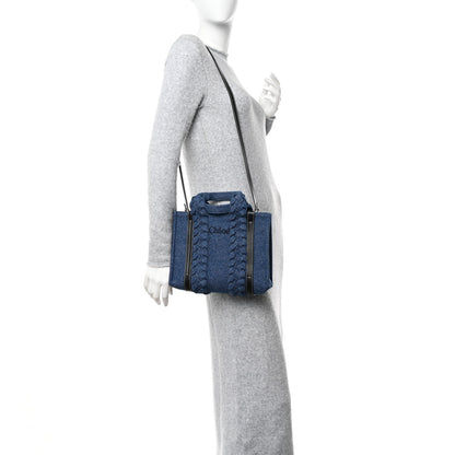 Chloe Denim Calfskin Small Braided Woody Ribbon Tote Blue 2 of 9