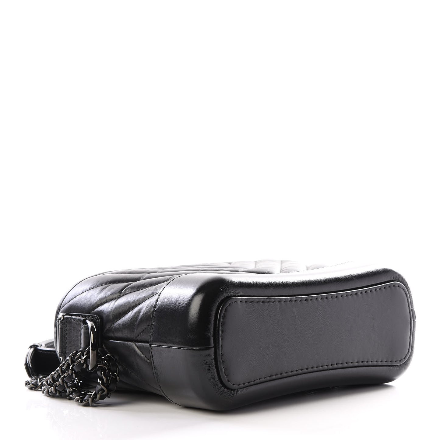 Aged Calfskin Chevron Quilted Small Gabrielle Hobo So Black