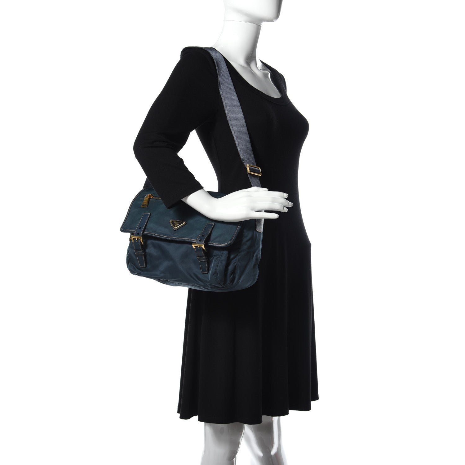 Prada Nylon Vela Messenger Bag Blue 2 of 8