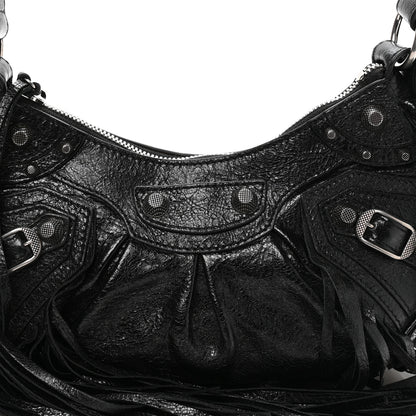 Balenciaga Agneau Arena Le Cagole Fringe Shoulder Bag XS Black 9 of 11