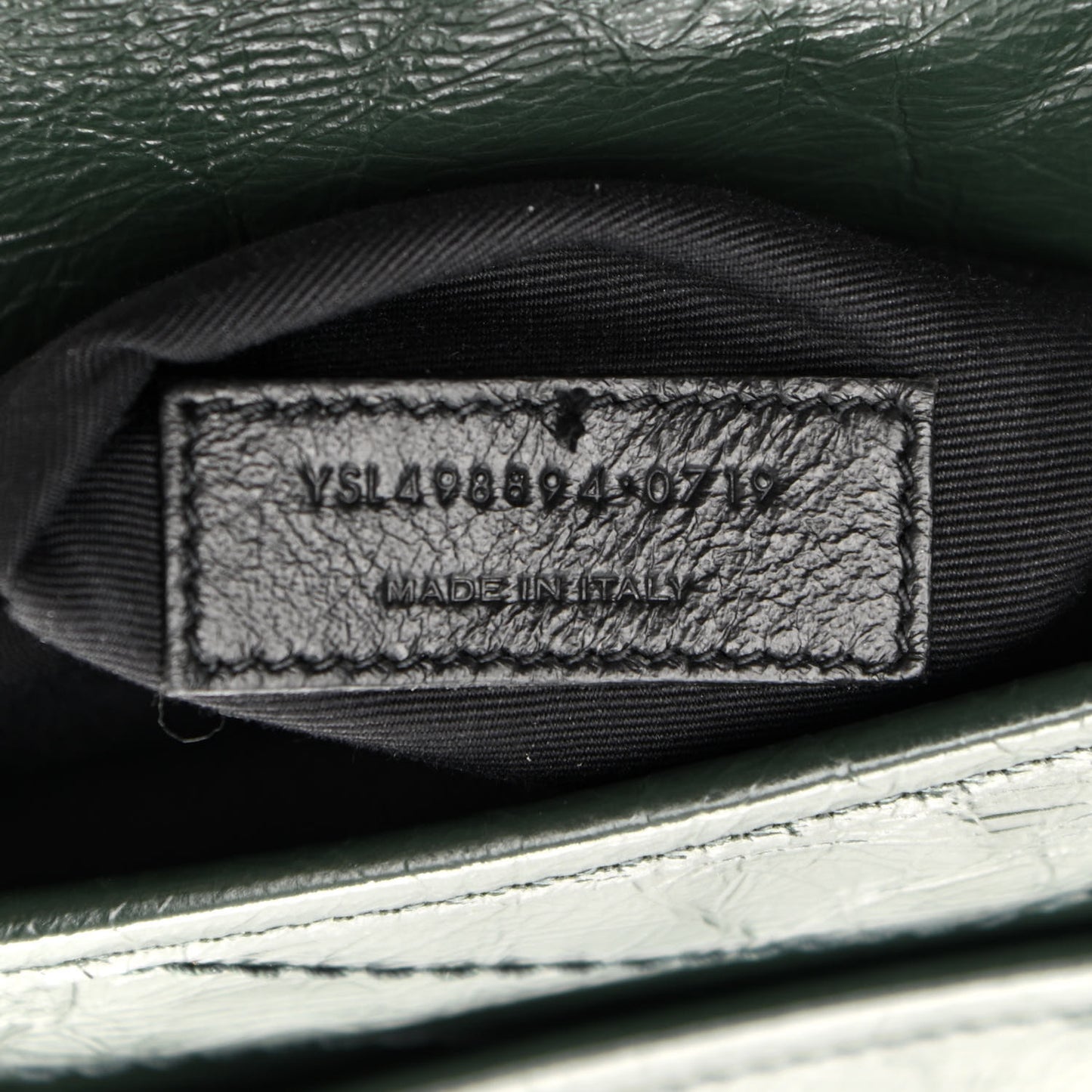 Crinkled Calfskin Matelasse Monogram Medium Niki Chain Satchel Military Olive
