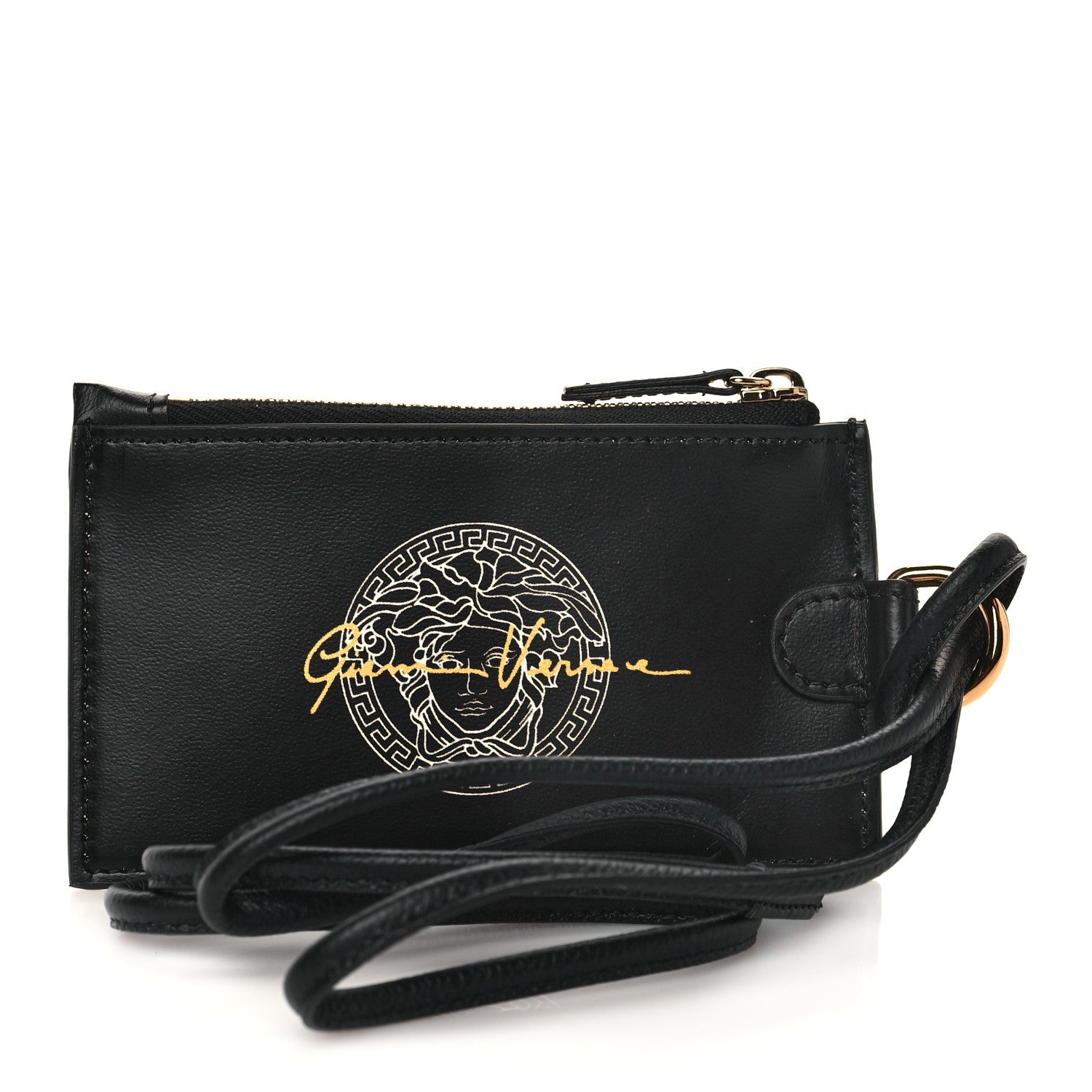 Versace Calfskin Logo Medusa Lanyard Wallet Black 1 of 5