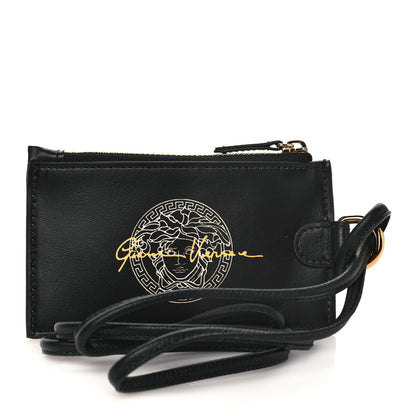 Versace Calfskin Logo Medusa Lanyard Wallet Black 1 of 5
