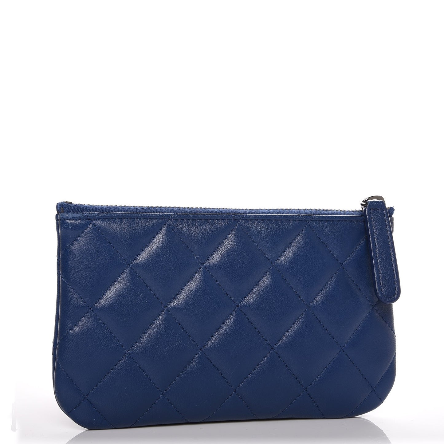 Lambskin Quilted Small Cosmetic Case Blue