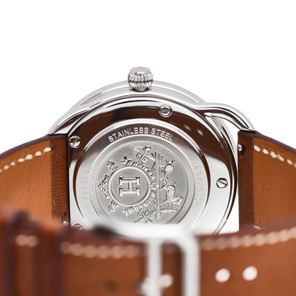 Hermes Stainless Steel Barenia 38mm Arceau Quartz Watch Fauve 4 of 5