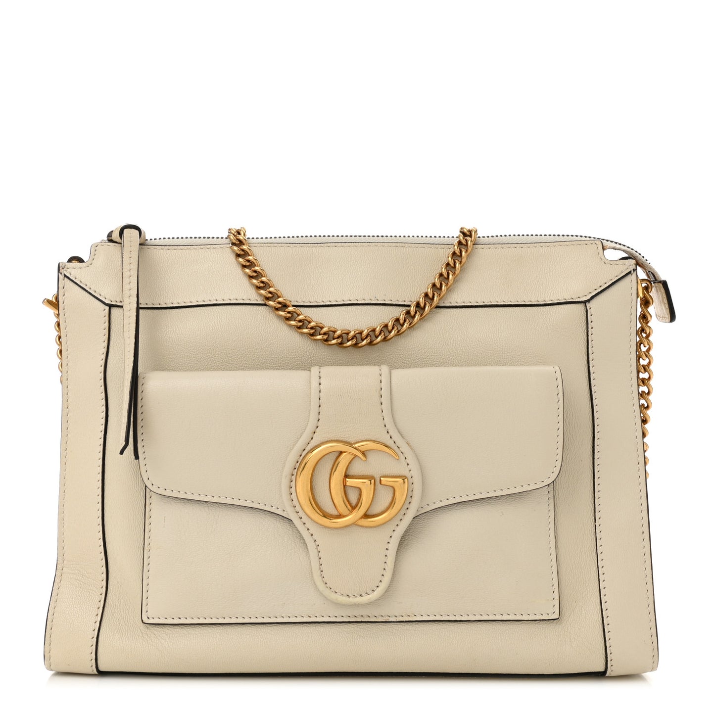 New Sakai Calfskin Lux Dahlia Chain Shoulder Bag Mystic White