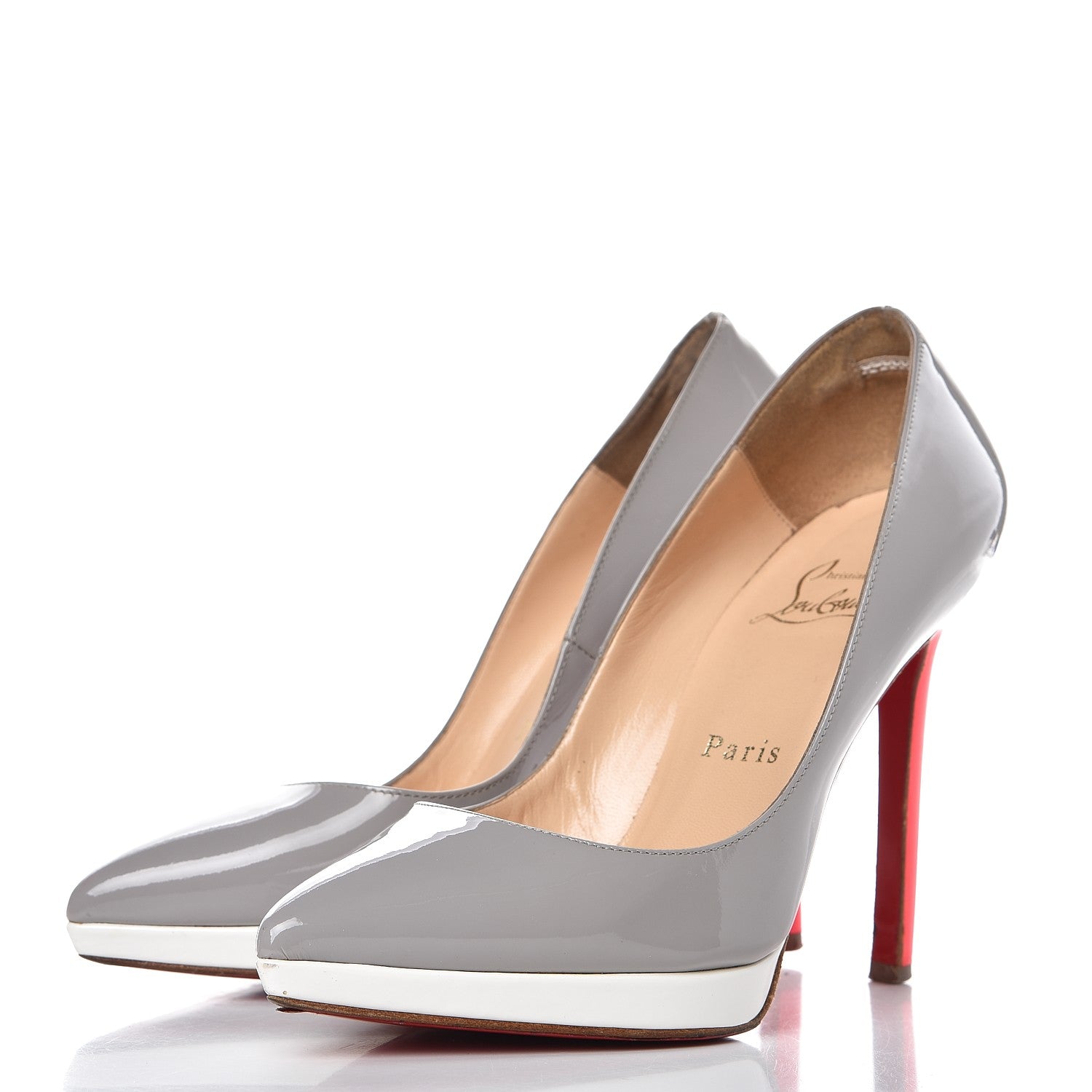 Christian Louboutin Patent Pigalle Plato 120 Pumps 35 Fluo Souris Craie 3 of 14