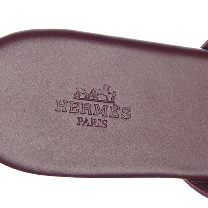 Hermes Nappa Calfskin Corfou Sandals 38.5 Bleu Ardoise Bordeaux 6 of 10