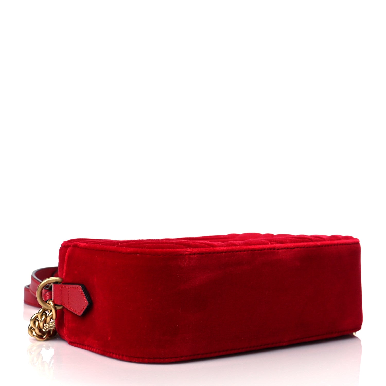 Gucci Velvet Matelasse Small GG Marmont Chain Shoulder Bag Hibiscus Red 4 of 10