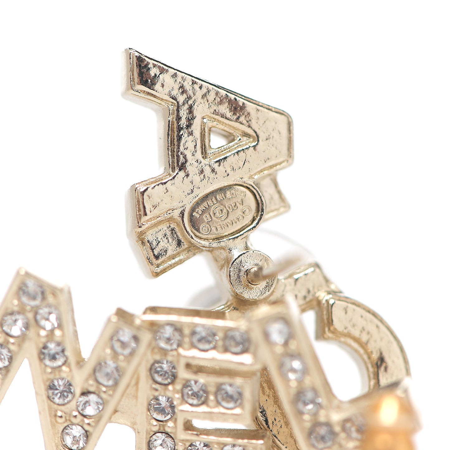 Crystal Pearl Signature Stud Earrings Gold