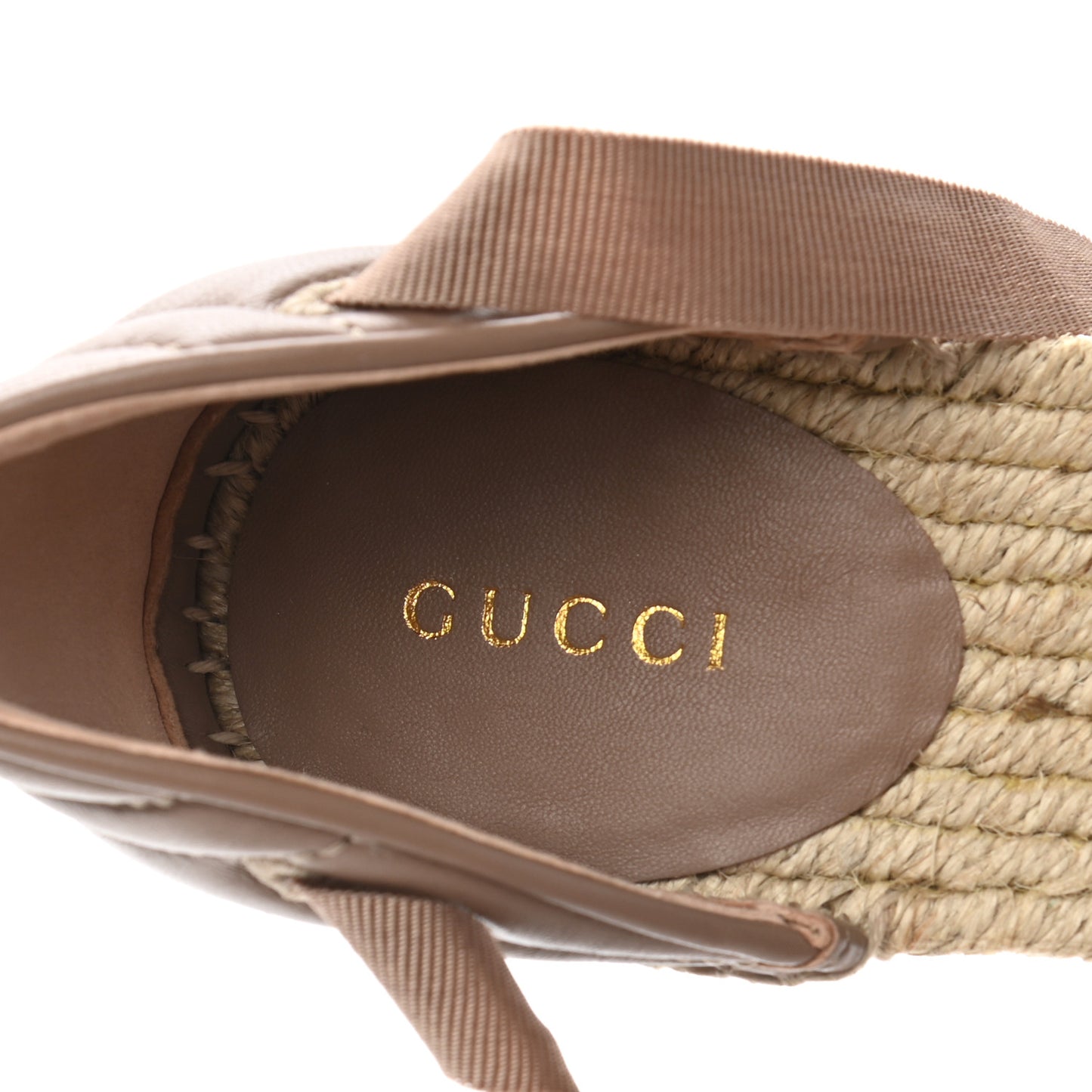 Nappa Matelasse GG Marmont Ankle Wrap Platform 35/120mm Espadrille Wedges 38.5 Porcelain Rose