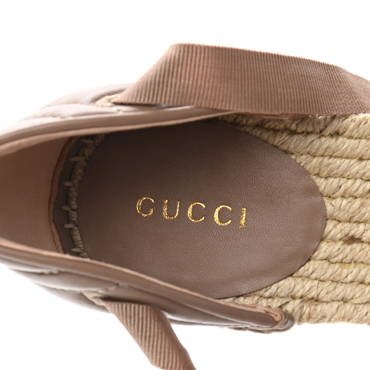 Gucci Nappa Matelasse GG Marmont Ankle Wrap Platform 35/120mm Espadrille Wedges 38.5 Porcelain Rose 7 of 10