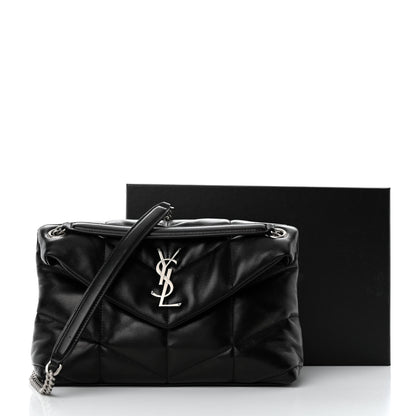 Saint Laurent Lambskin Quilted Small Loulou Puffer Monogram Chain Satchel Black 11 of 11