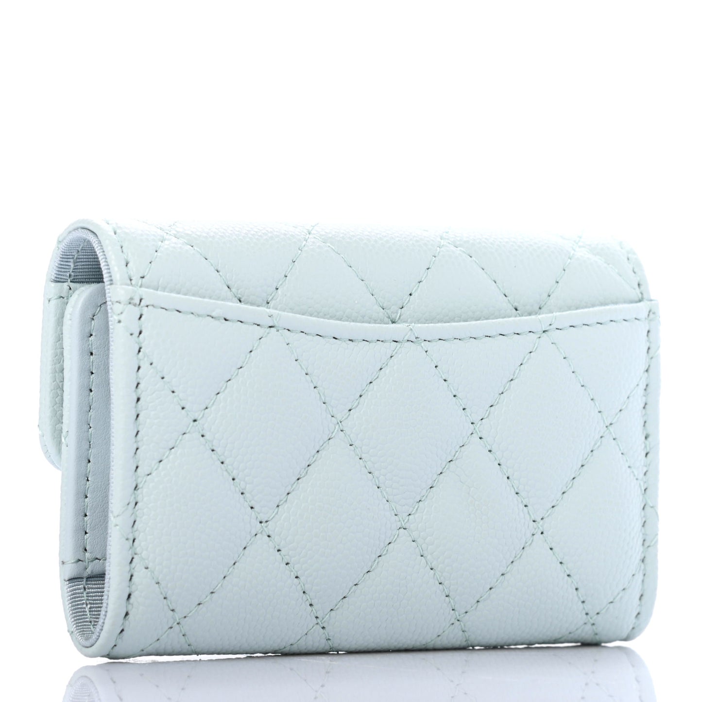 Caviar Quilted Classic 4 Key Holder Wallet Light Blue