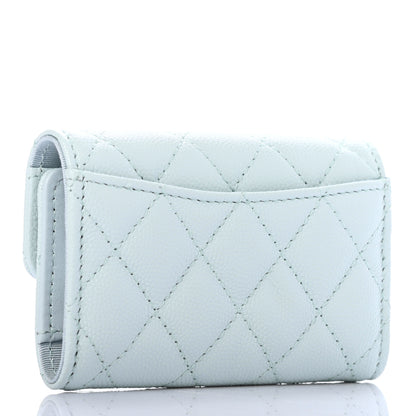 Chanel Caviar Quilted Classic 4 Key Holder Wallet Light Blue 3 of 9